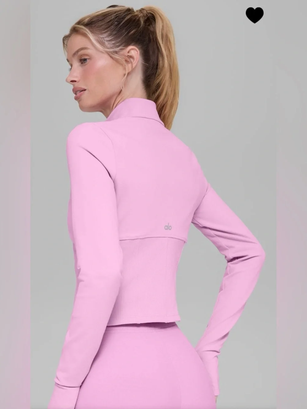 Alo Yoga NWT Airbrush Corset Full Zip Jacket Candy Heart Pink Size XS